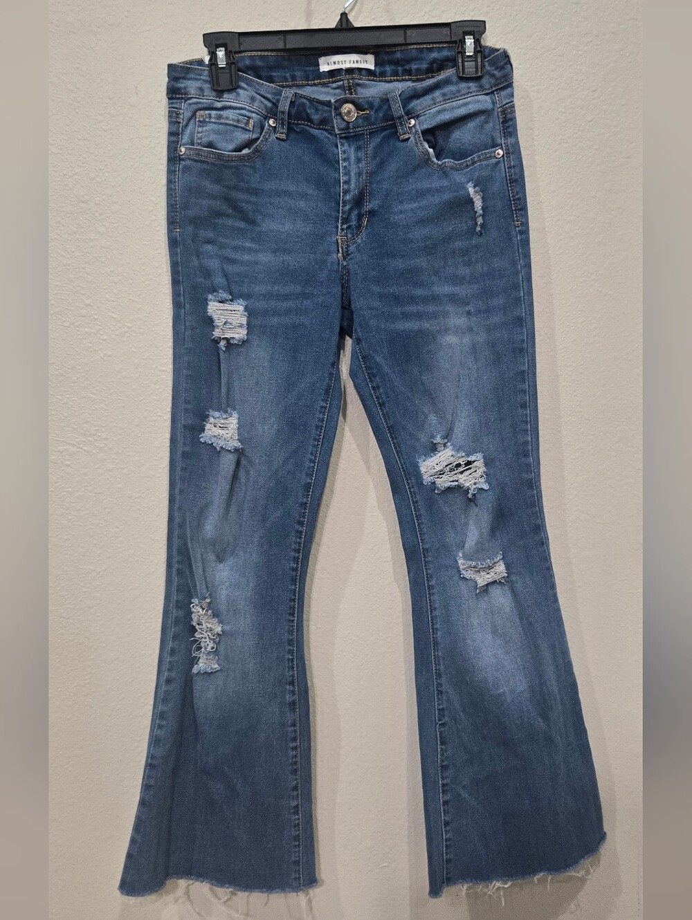 Almost Famous Distressed Medium Blue Flare Jeans